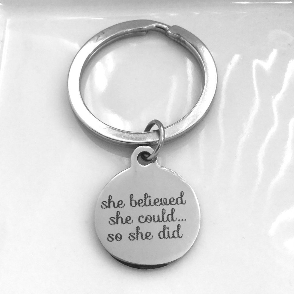 Miniature She Believed She Could So She Did Girl Boss entrepreneur Lady Keychain